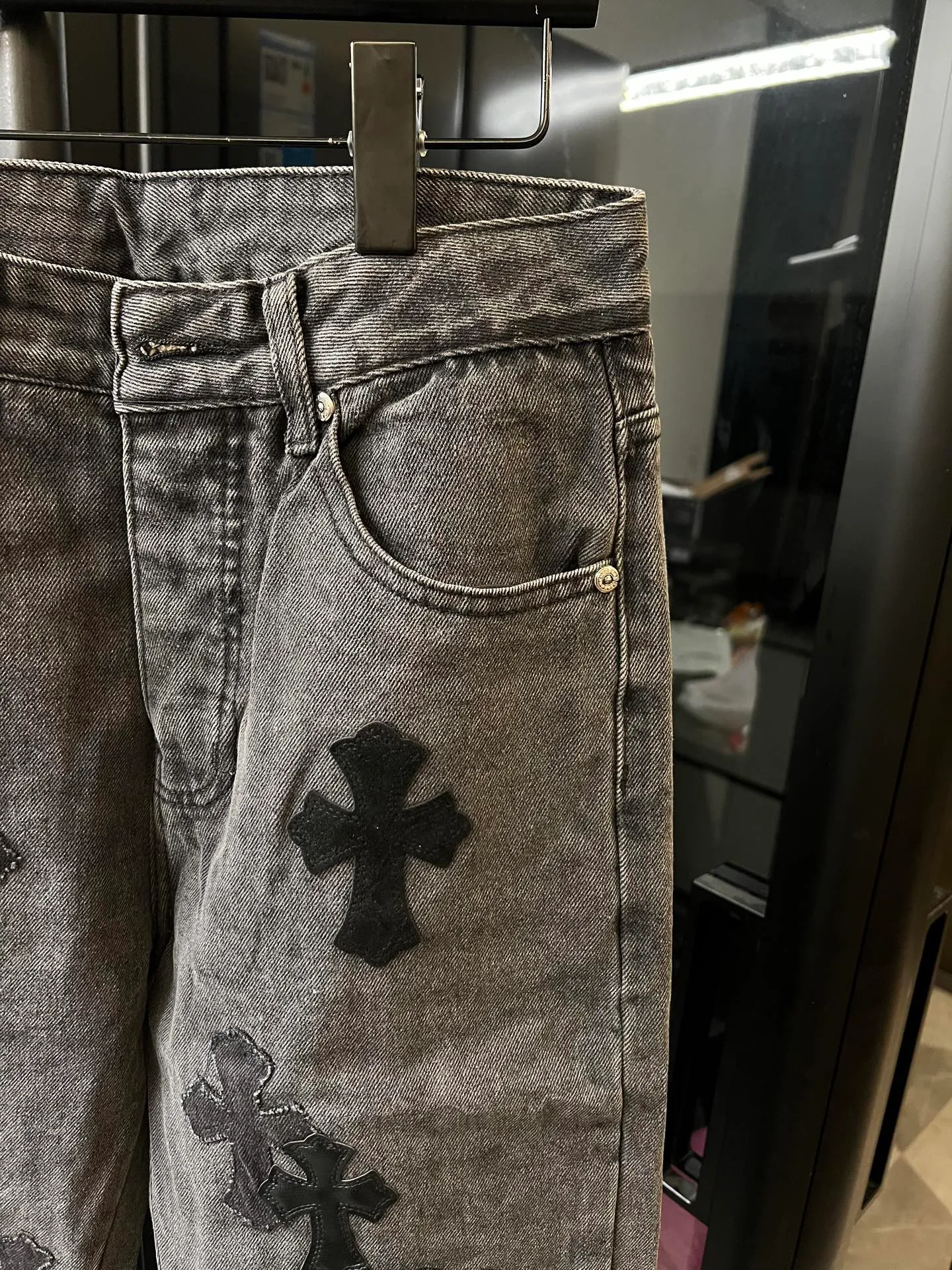 P270 [Special Version] Chrome Hearts/Chrome Heart 25Ss CH Large Cross Limited Blue Ox King Jeans (Black) Size: 28 30 32 34 36 (corresponding to s-xxl) Detailed sizes can be found in Figure 9